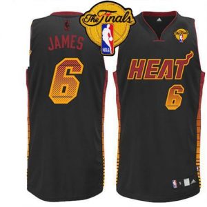 Heat #6 LeBron James Black Finals Patch Embroidered NBA Vibe Jersey