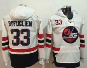 Jets #33 Dustin Byfuglien White Name & Number Pullover NHL Hoodie