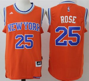 Knicks #25 Derrick Rose Orange Alternate Stitched NBA Jersey