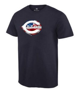 Men's Cincinnati Reds USA Flag Fashion T-Shirt Navy Blue