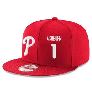 Men's Philadelphia Phillies #1 Richie Ashburn Stitched New Era Red 9FIFTY Snapback Adjustable Hat