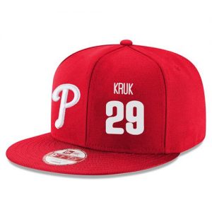 Men's Philadelphia Phillies #29 John Kruk Stitched New Era Red 9FIFTY Snapback Adjustable Hat