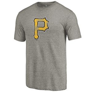 Men's Pittsburgh Pirates Ash Distressed Team Tri-Blend T-Shirt