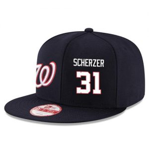 Men's Washington Nationals #31 Max Scherzer Stitched New Era Navy Blue 9FIFTY Snapback Adjustable Hat