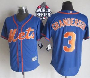 Mets #3 Curtis Granderson Blue Alternate Home New Cool Base W 2015 World Series Patch Stitched MLB Jersey