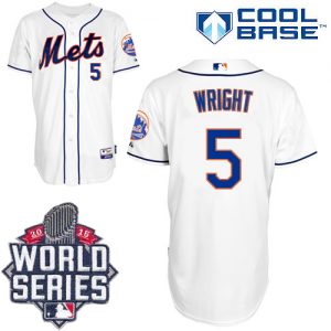 Mets #5 David Wright White Cool Base W 2015 World Series Patch Stitched MLB Jersey