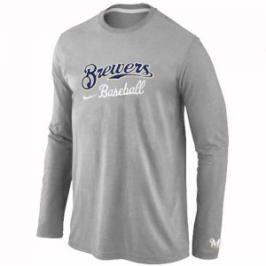 Milwaukee Brewers Long Sleeve MLB T-Shirt Grey