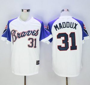 Mitchell And Ness 1973 Braves #31 Greg Maddux White Throwback Stitched MLB Jersey