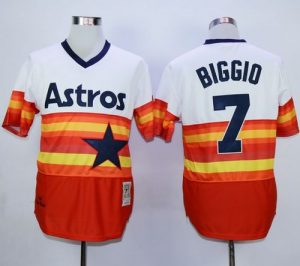 Mitchell And Ness 1980 Astros #7 Craig Biggio White Orange Throwback Stitched MLB Jersey