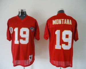 Mitchell & Ness Chiefs #19 Joe Montana Red 75th Anniversary Throwback Stitched NFL Jersey