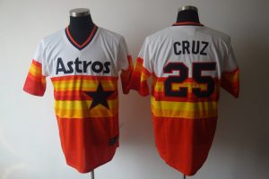 Mitchell and Ness Astros #25 Jose Cruz White Orange Stitched Throwback MLB Jersey