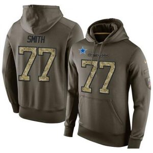 NFL Men's Nike Dallas Cowboys #77 Tyron Smith Stitched Green Olive Salute To Service KO Performance Hoodie