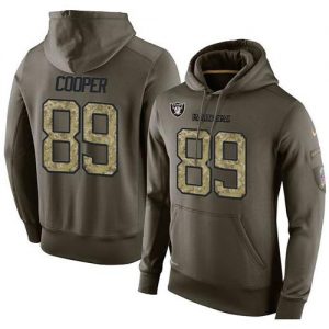 NFL Men's Nike Oakland Raiders #89 Amari Cooper Stitched Green Olive Salute To Service KO Performance Hoodie