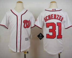 Nationals #31 Max Scherzer White Cool Base Stitched Youth MLB Jersey