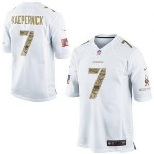 Nike 49ers #7 Colin Kaepernick White Men's Embroidered NFL Limited Salute to Service Jersey