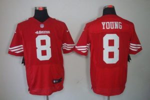 Nike 49ers #8 Steve Young Red Team Color Men's Embroidered NFL Elite Jersey