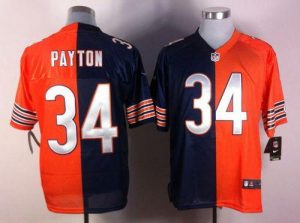 Nike Bears #34 Walter Payton Navy Blue Orange Men's Embroidered NFL Elite Split Jersey