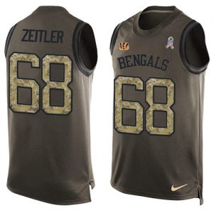 Nike Bengals #68 Kevin Zeitler Green Men's Stitched NFL Limited Salute To Service Tank Top Jersey