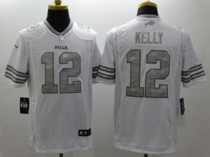 Nike Bills #12 Jim Kelly White Men's Stitched NFL Limited Platinum Jersey