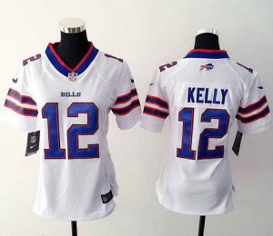 Nike Bills #12 Jim Kelly White Women's Stitched NFL Elite Jersey