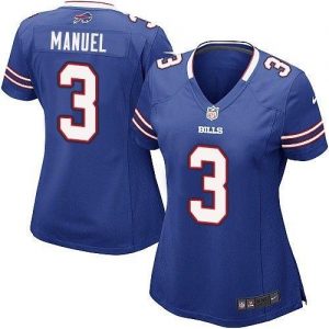 Nike Bills #3 E. J. Manuel Royal Blue Team Color Women's Embroidered NFL Elite Jersey