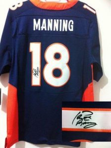 Nike Broncos #18 Peyton Manning Navy Blue Alternate Men's Embroidered NFL Elite Autographed Jersey