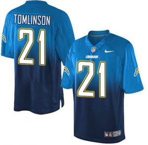 Nike Chargers #21 LaDainian Tomlinson Electric Blue Navy Blue Men's Stitched NFL Elite Fadeaway Fashion Jersey