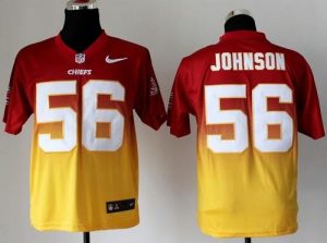 Nike Chiefs #56 Derrick Johnson Red Gold Men's Embroidered NFL Elite Fadeaway Fashion Jersey