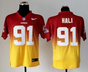 Nike Chiefs #91 Tamba Hali Red Gold Men's Embroidered NFL Elite Fadeaway Fashion Jersey