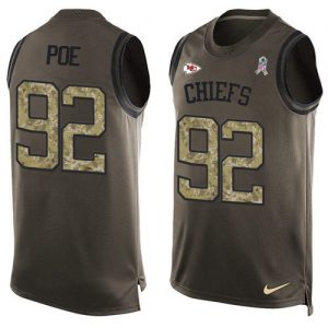 Nike Chiefs #92 Dontari Poe Green Men's Stitched NFL Limited Salute To Service Tank Top Jersey