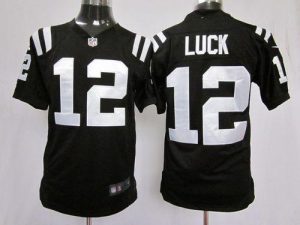 Nike Colts #12 Andrew Luck Black Shadow Men's Embroidered NFL Game Jersey