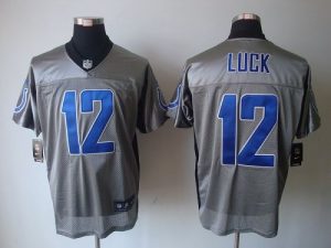 Nike Colts #12 Andrew Luck Grey Shadow Men's Embroidered NFL Elite Jersey