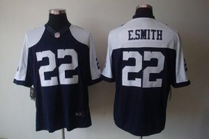 Nike Cowboys #22 Emmitt Smith Navy Blue Thanksgiving Men's Throwback Embroidered NFL Limited Jersey