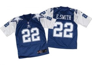 Nike Cowboys #22 Emmitt Smith Navy Blue White Throwback Men's Stitched NFL Elite Jersey