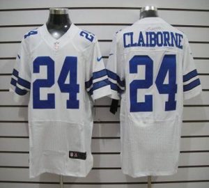 Nike Cowboys #24 Morris Claiborne White Men's Embroidered NFL Elite Jersey