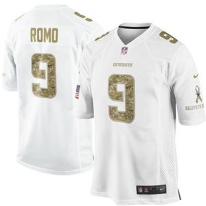 Nike Cowboys #9 Tony Romo White Men's Stitched NFL Limited Salute to Service Jersey