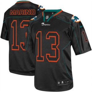 Nike Dolphins #13 Dan Marino Lights Out Black Men's Embroidered NFL Elite Jersey