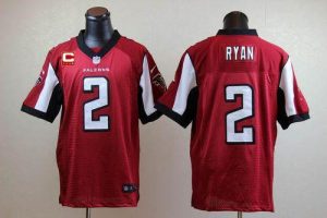 Nike Falcons #2 Matt Ryan Red Team Color With C Patch Men's Embroidered NFL Elite Jersey