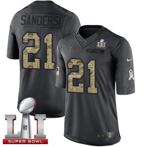 Nike Falcons #21 Deion Sanders Black Super Bowl LI 51 Men's Stitched NFL Limited 2016 Salute To Service Jersey