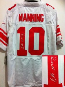 Nike Giants #10 Eli Manning White Men's Embroidered NFL Elite Autographed Jersey