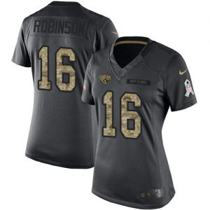 Nike Jaguars #16 Denard Robinson Black Women's Stitched NFL Limited 2016 Salute to Service Jersey