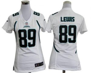 Nike Jaguars #89 Marcedes Lewis White Women's Embroidered NFL Elite Jersey