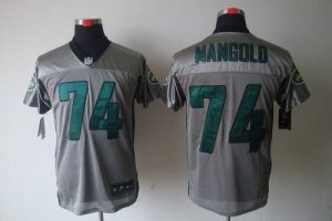 Nike Jets #74 Nick Mangold Grey Shadow Men's Embroidered NFL Elite Jersey