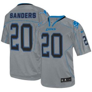 Nike Lions #20 Barry Sanders Lights Out Grey Men's Embroidered NFL Elite Jersey