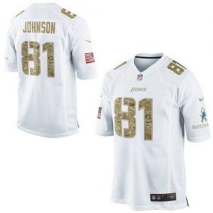 Nike Lions #81 Calvin Johnson White Men's Embroidered NFL Limited Salute to Service Jersey