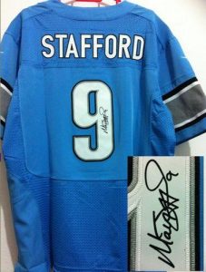 Nike Lions #9 Matthew Stafford Blue Team Color Men's Embroidered NFL Elite Autographed Jersey