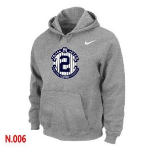 Nike New York Yankees #2 Derek Jeter Official Final Season Commemorative Logo Pullover Hoodie Light Grey