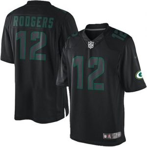 Nike Packers #12 Aaron Rodgers Black Men's Embroidered NFL Impact Limited Jersey