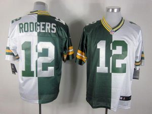 Nike Packers #12 Aaron Rodgers Green White Men's Embroidered NFL Elite Split Jersey