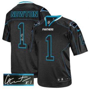 Nike Panthers #1 Cam Newton Lights Out Black Men's Stitched NFL Elite Autographed Jersey